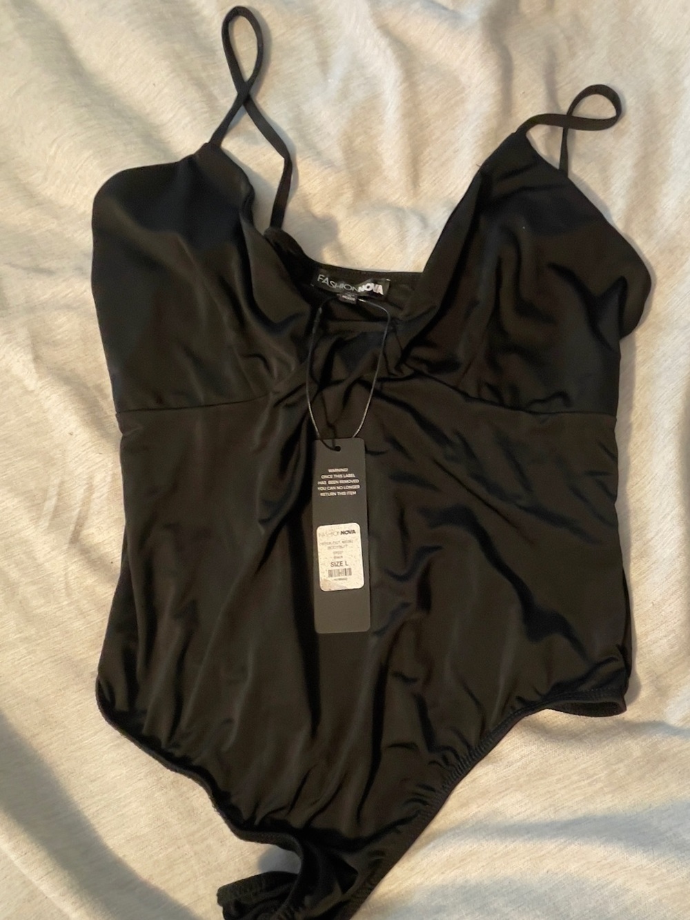 Fashion Nova Black Lace-Up Bodysuit